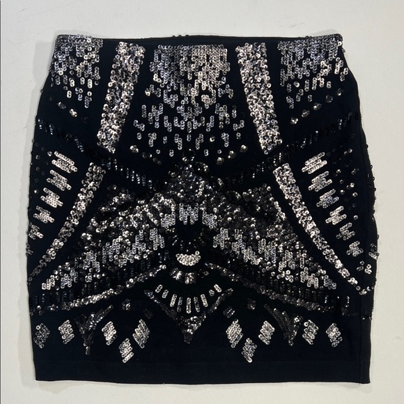 Express Dresses & Skirts - Express Shimmering Black and Silver Mini Skirt